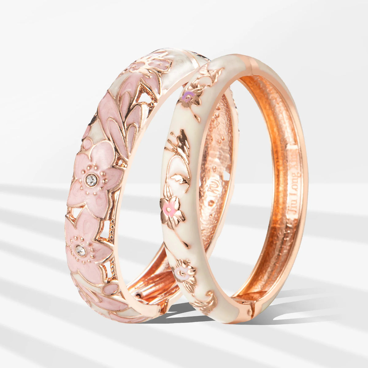 Elegant Double Enamel Cloisonne Bangle Set for Women