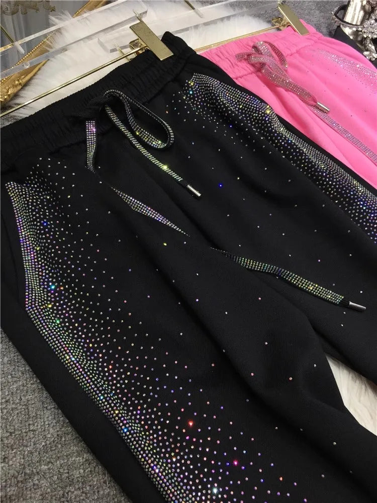 Rhinestone Embellished Sweatpants