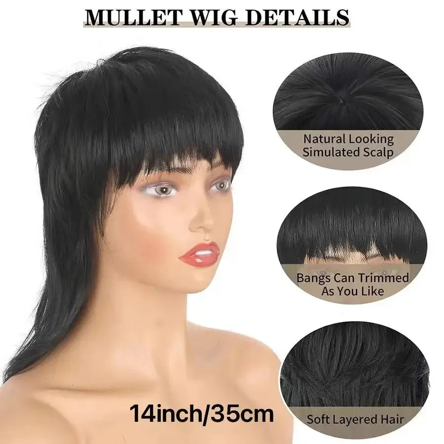 Wolf Cut Shaggy Layered Trendy Wig with Bangs for Women