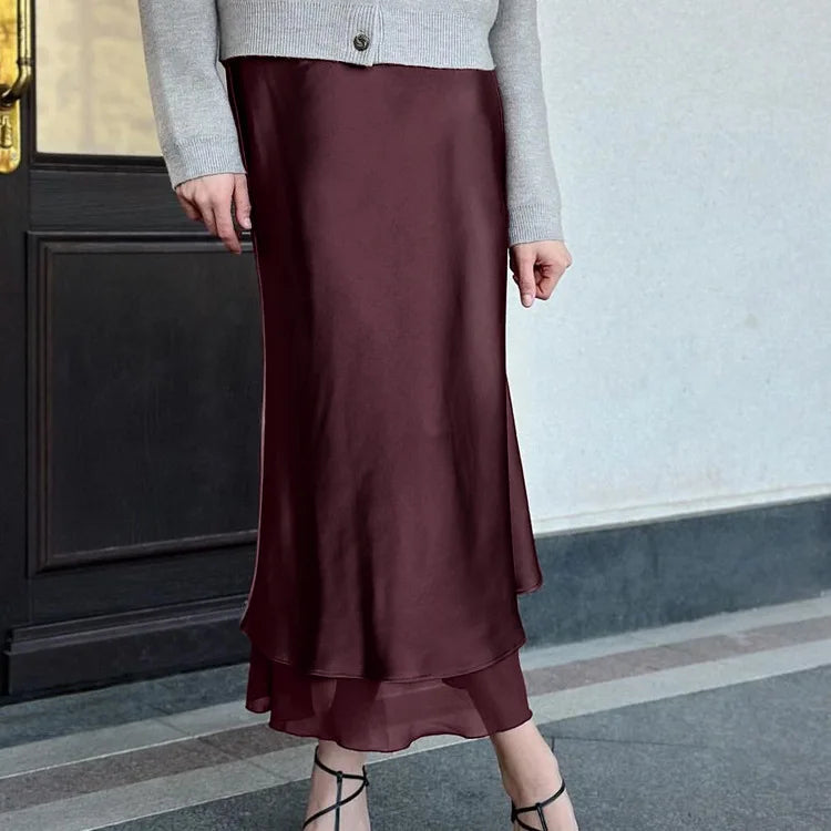 Draped Satin Maxi Skirt