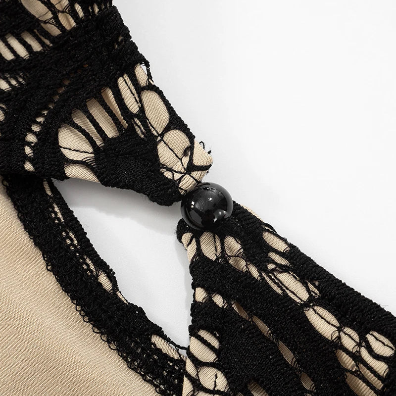 Backless Lace Patchwork Jumpsuit