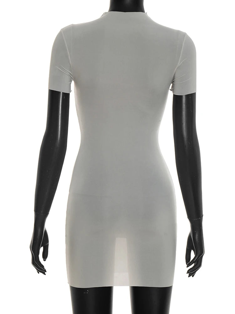 Elegant See Through Mini Dress with Stretch for Women