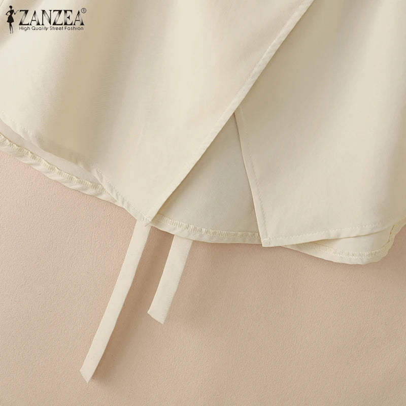 ZANZEA Elegant Women Sleeveless Blazer Fashion Lapel Neck Sashes Vest Tops 2025 Summer Lightweight Office Wear Commuting Tops