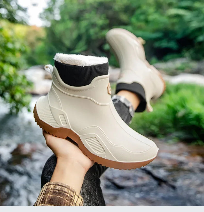 Round Toe Waterproof Ankle Rain Boots