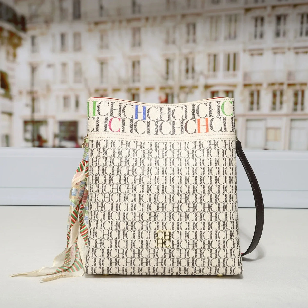 Letter Print Crossbody Bucket Bag