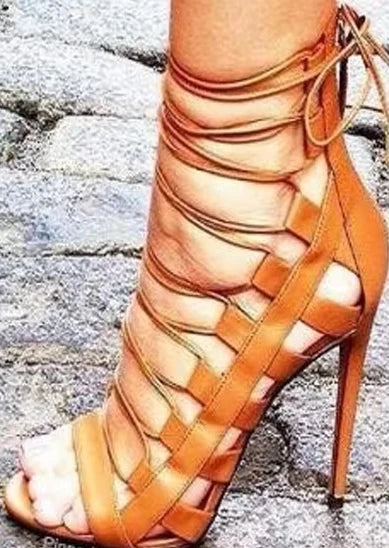 Strappy Lace Up Open Toe Gladiator Sandals For Women