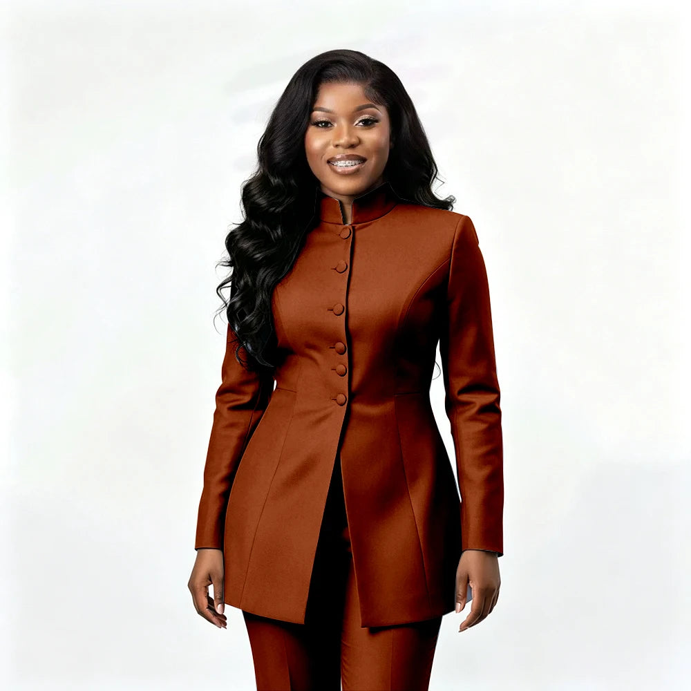 Smart Casual Two Piece Knit Blazer Set with Pants for Women