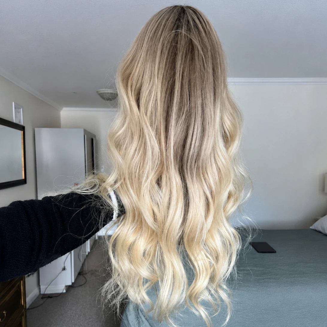 Balayage Lace Front Human Hair Topper With Air Bangs for Women