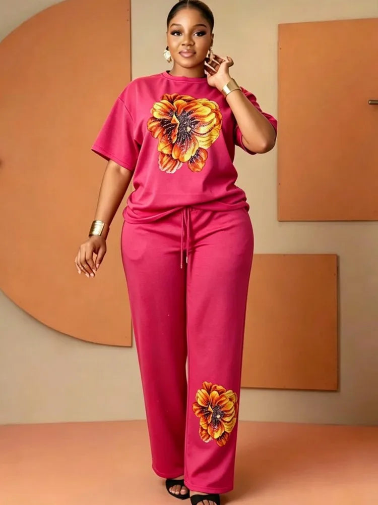 African Dashiki Two Piece Top and Pants Set for Women