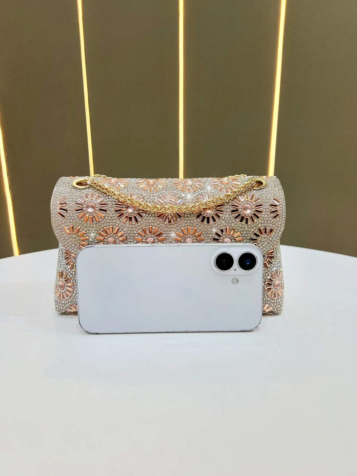 Full Rhinestone Square Shoulder Messenger Bag for Women