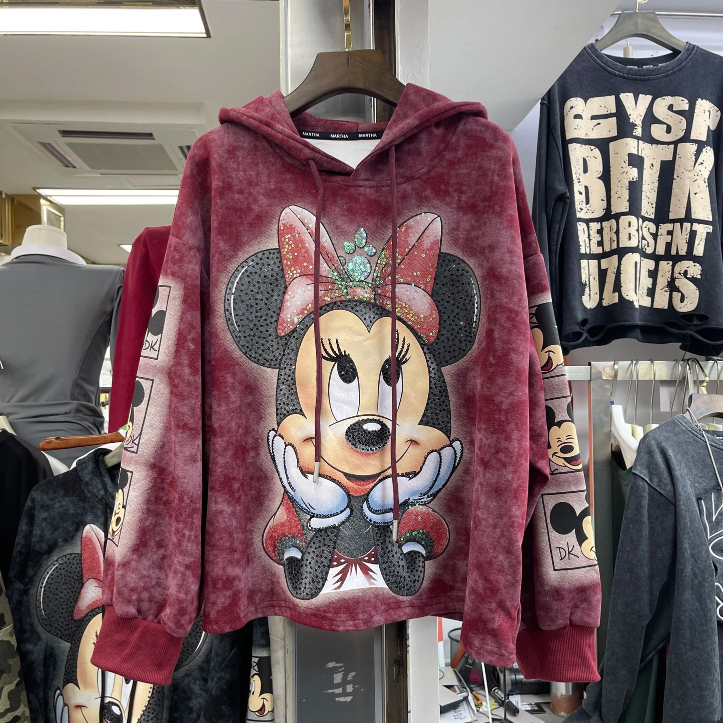 2025 Autumn Winter Heavy Industry Sequin Cartoon Loose Sudaderas Fashion Hoodie Women's Autumn Winter Hooded Pullover Sweatshirt