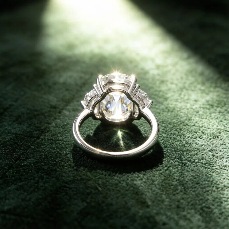 Old European Cut Moissanite Sterling Silver Ring for Women