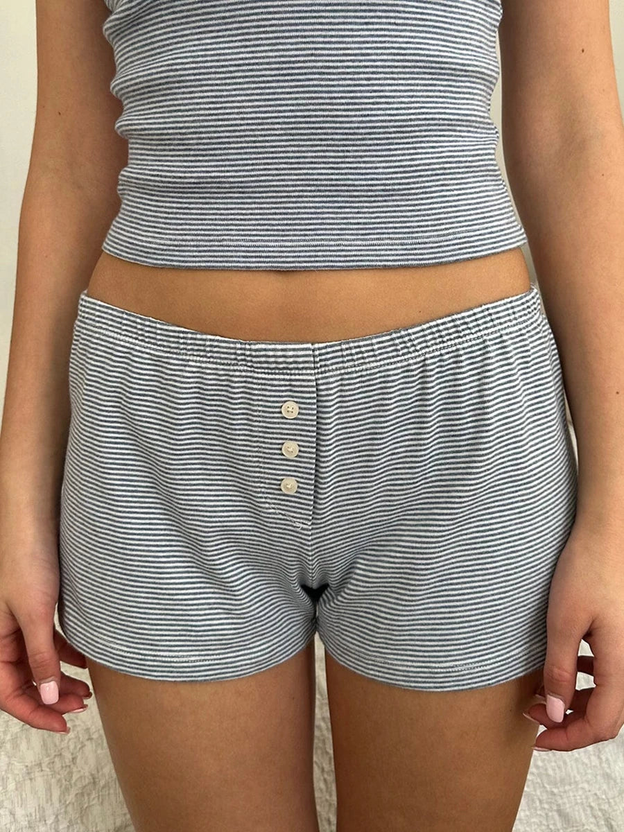 Striped Lace Trim Sleeveless Loungewear Set for Women
