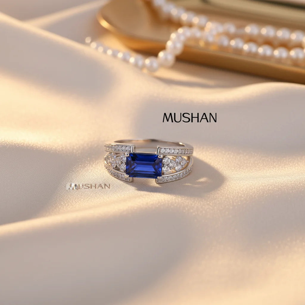 Sapphire Sterling Silver Band Ring