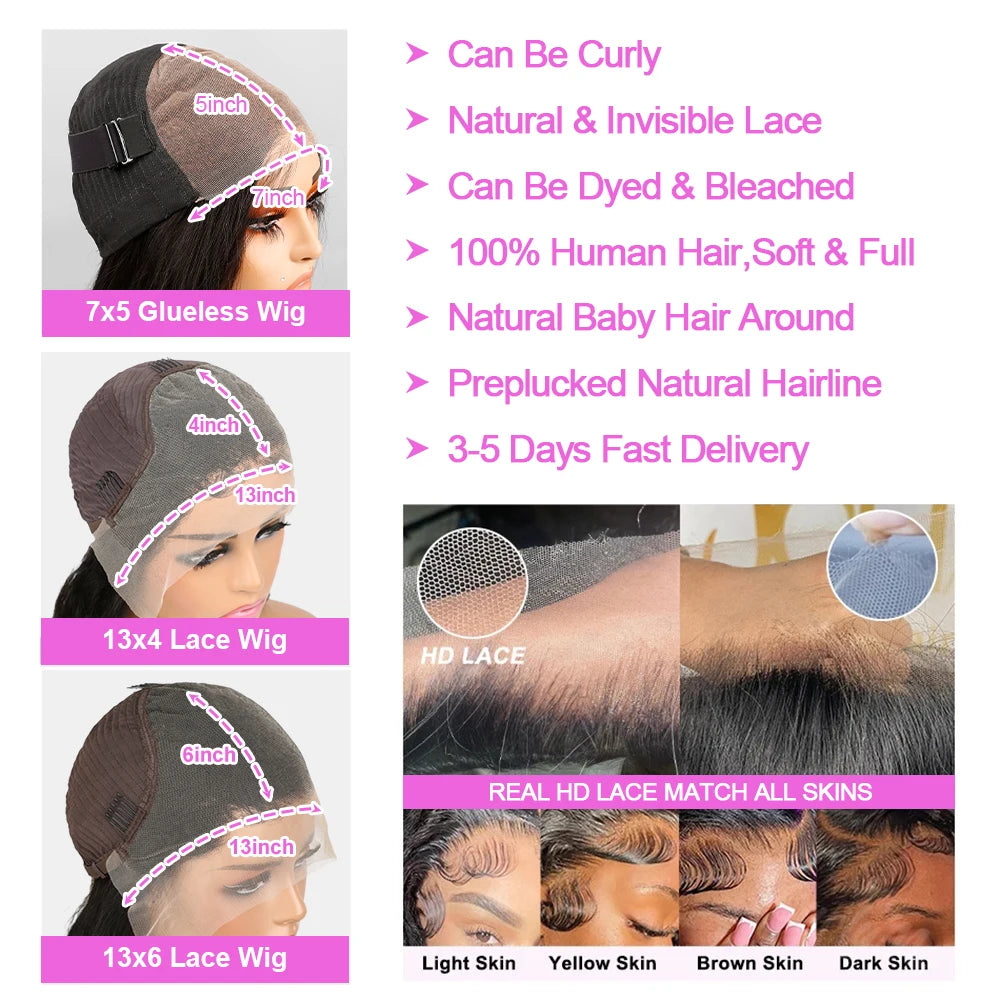 Glueless Body Wave Bob Wigs 13x6 Transparent HD Lace Frontal Wig 100% Human Hair Wig Natural Wave Short Bob Wigs For Black Women