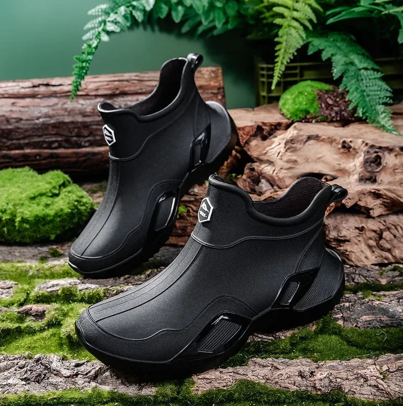Round Toe Waterproof Ankle Rain Boots