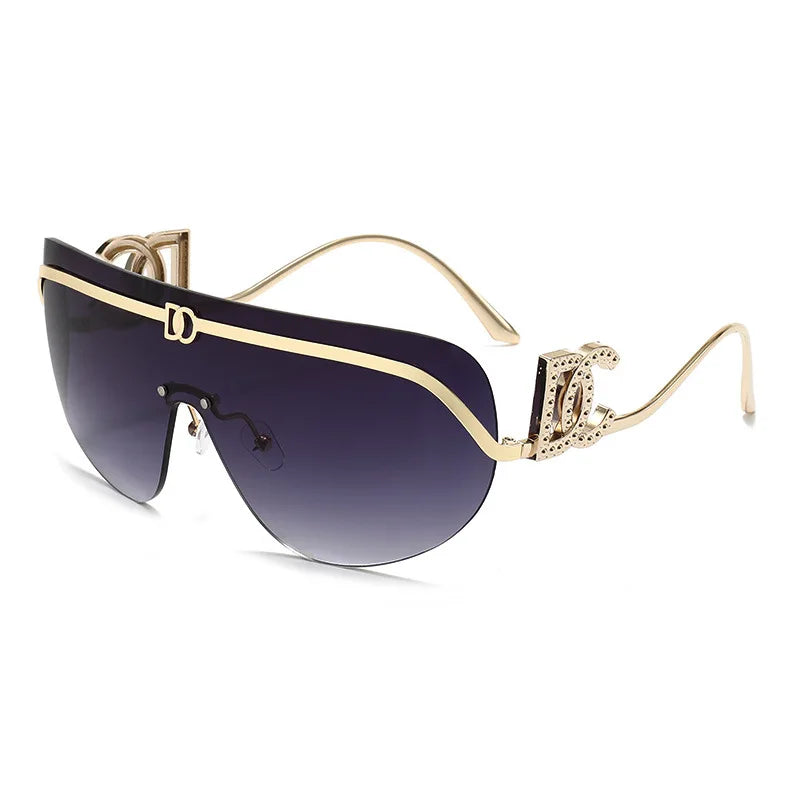 Oversized Gold Shield Sunglasses