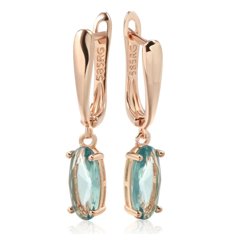 Green Zircon Antique Gold Tone Drop Earrings for Women