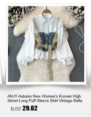 ANJY Summer New Women American Style Vintage Fashion Slim Fit Denim Short Jacket Stand Collar Puff Sleeve Washed Ins Coat A24293