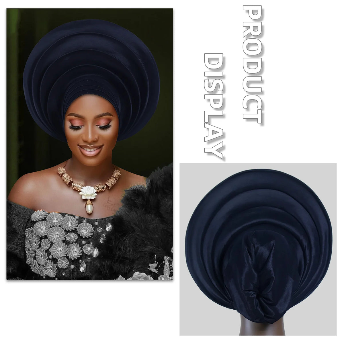 African Wedding Gele Turban Head Wrap Cap for Women