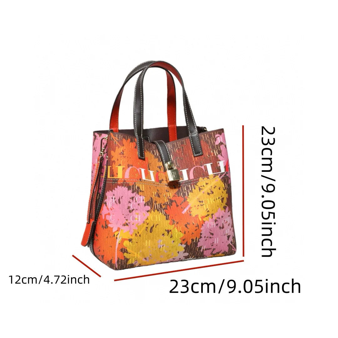 Printed Faux Leather Bucket Shoulder Bag
