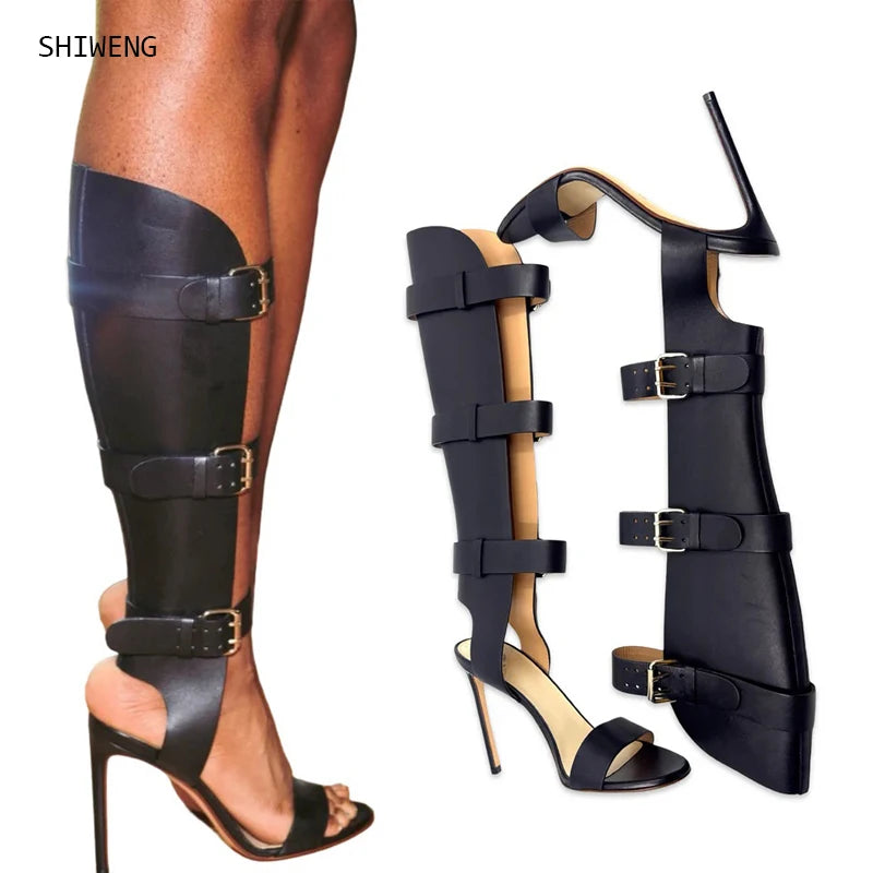 Chic Black Stiletto Knee High Boots