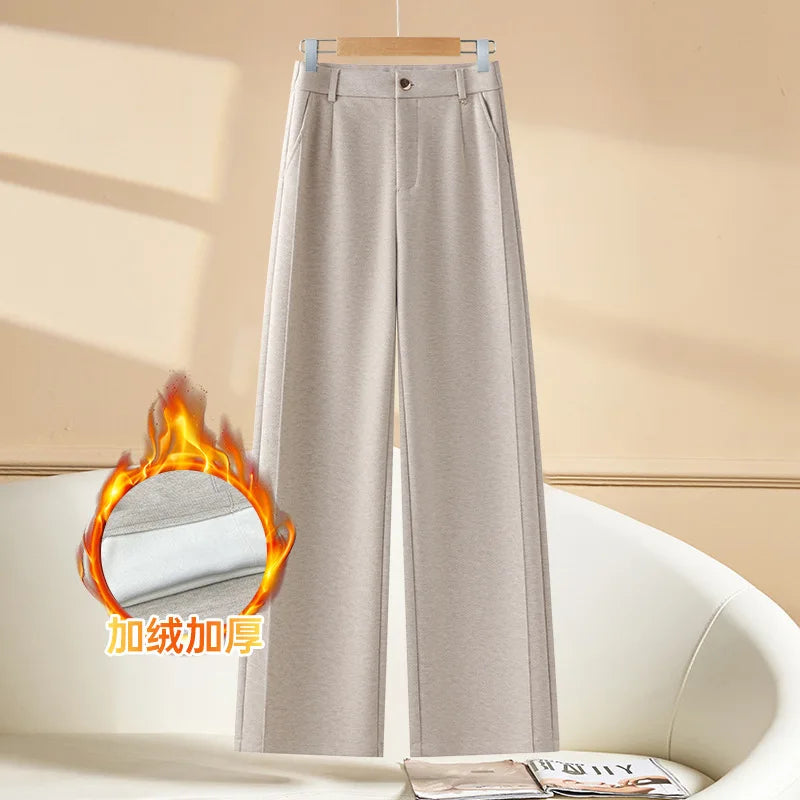 Full Length Textured Woolen Wide Leg Pants For Women