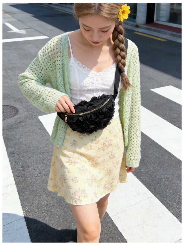 New Women's Waist Bag Flower Shape Fashionable Women's Waist Bag Lace Luxury Lightweight Women's Crossbody Bag High Quality