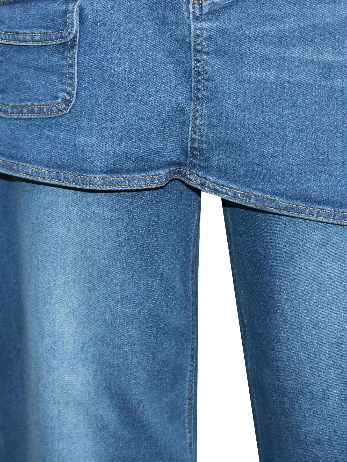 High Waisted Wide Leg Denim Jeans With Detachable Skirt For Women
