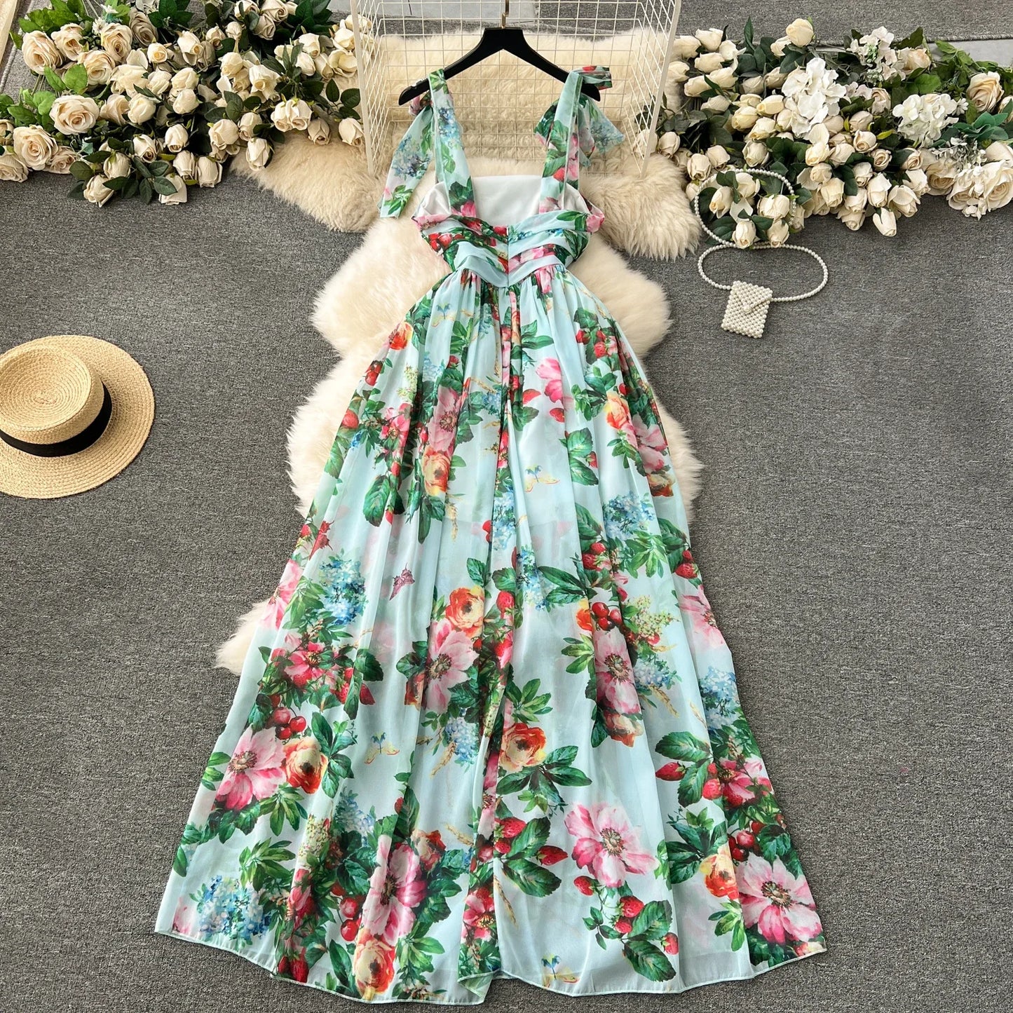 Elegant Floral Off Shoulder A Line Dress for Women