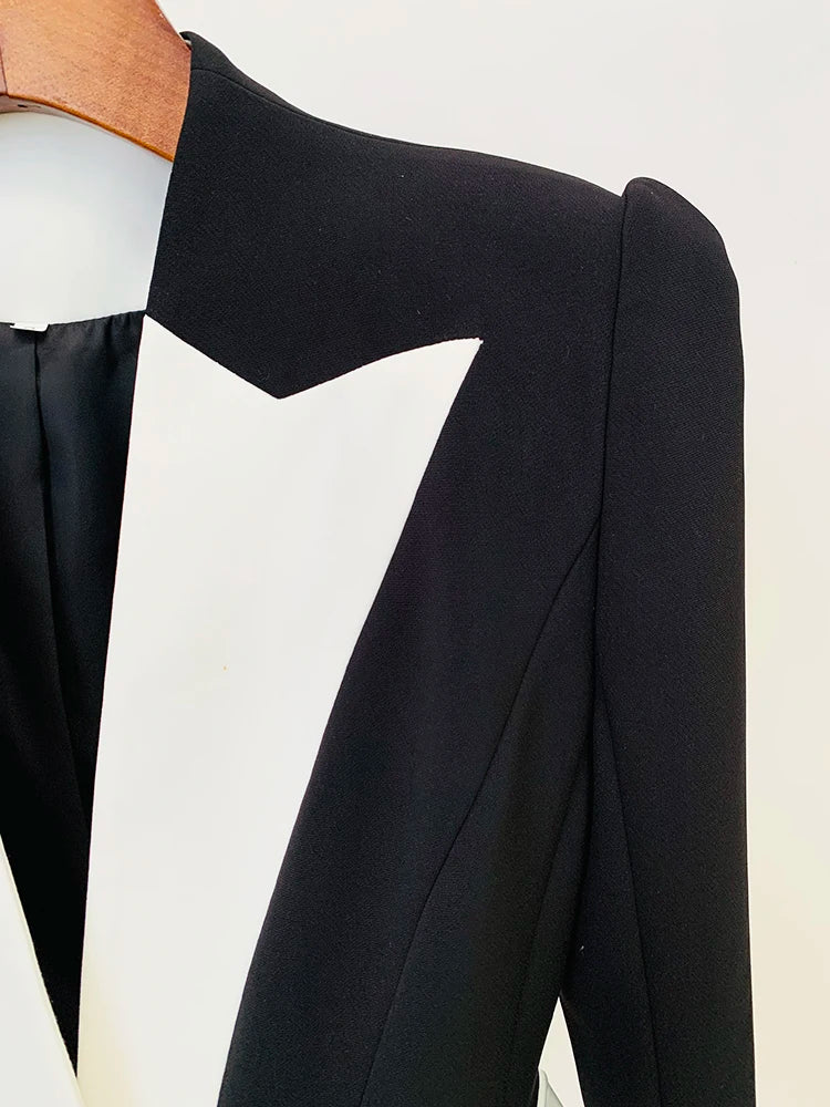 HIGH STREET New Fashion 2024 Designer Jacket Women's Color Block Single Button Blazer