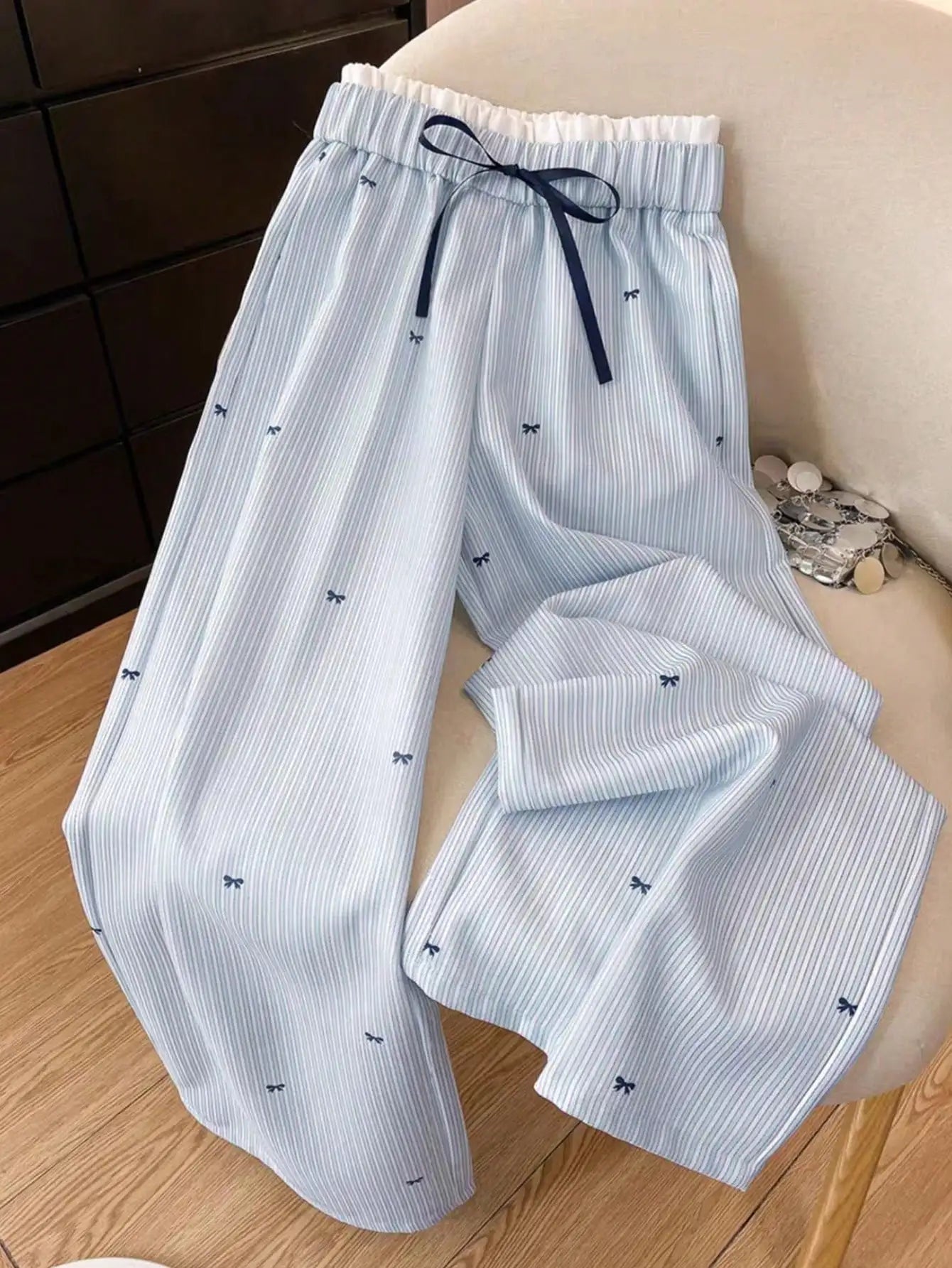 Plus Size High Waist Denim Inspired Wide Leg Pants