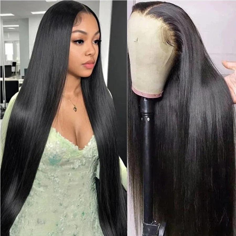 Grey Straight Lace Front Wig With Preplucked Hair for Women