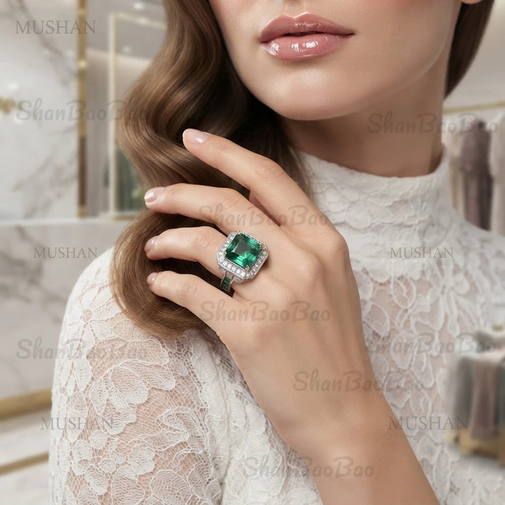 Green Gemstone Sterling Silver Ring