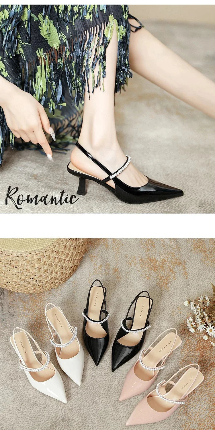 Rhinestone Stiletto Back Strap Sandals