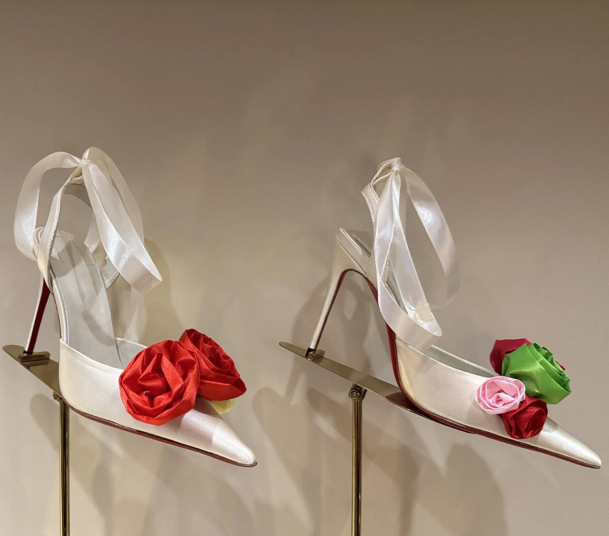 Rose Flower Pointed Toe High Heel Sandals for Women