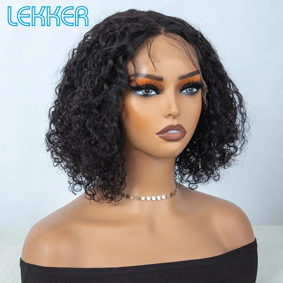Short Afro Kinky Curly Lace Front Bob Wig for Women