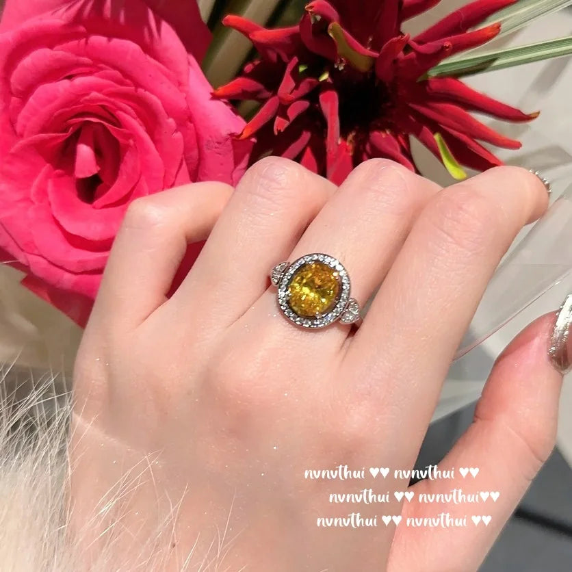 Round Cut Yellow Cubic Zirconia Bridal Jewelry Set for Women