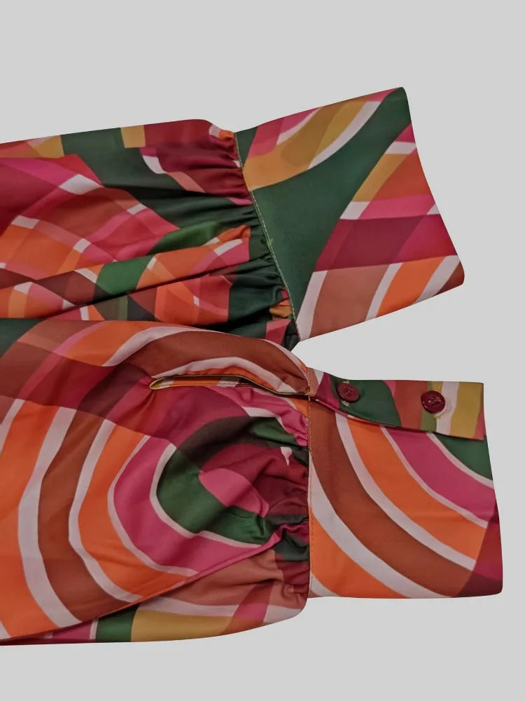 Gymystars Elegant Dresses for Party Fall Women Clothes Chic Straps Colorful High Neck Lantern Sleeve Fashion Wedding Guest Dress