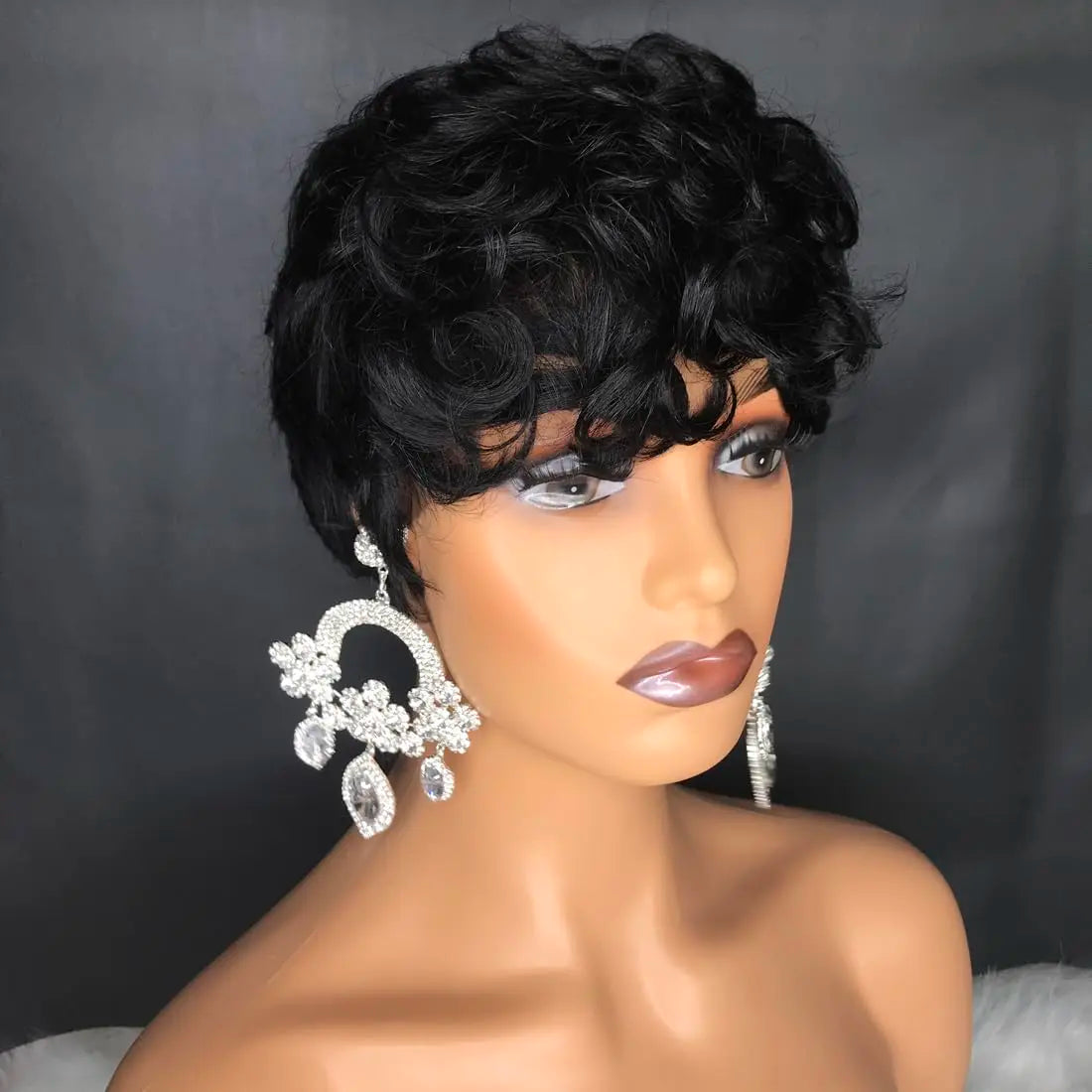 Natural Heat Resistant Curly Synthetic Pixie Wig for Women