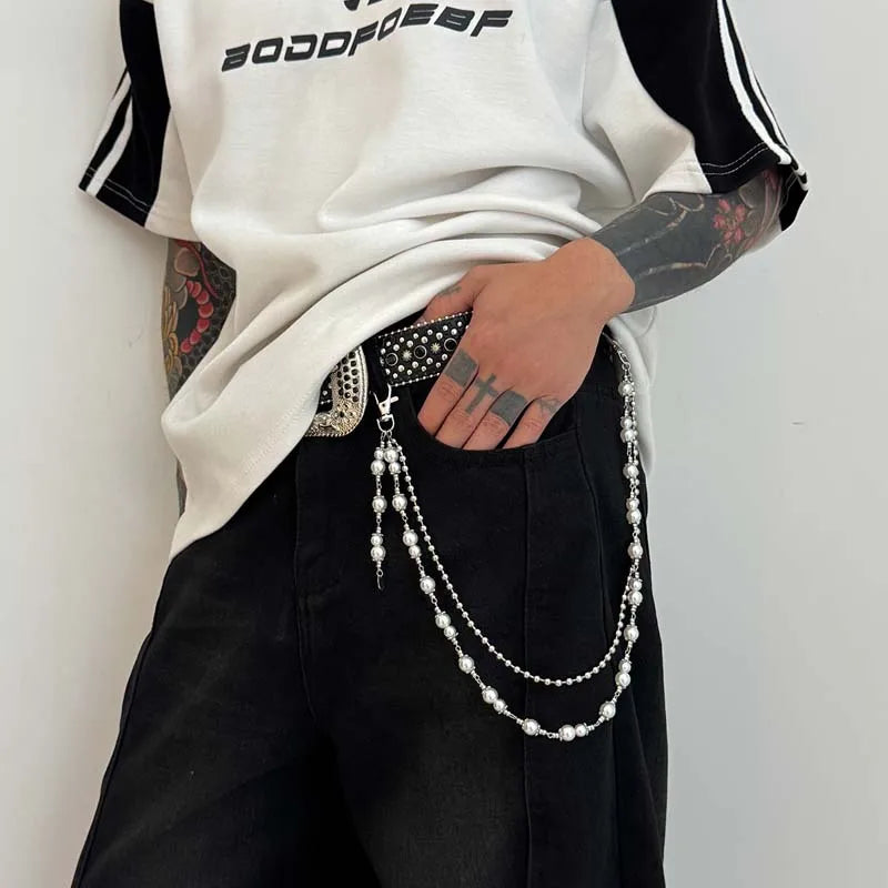 Pearl Beaded Jeans Waist Chain