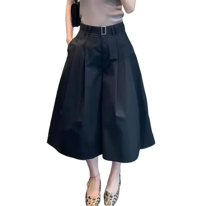 High Waist Pleated Loose Flowy Skirt Pants for Women