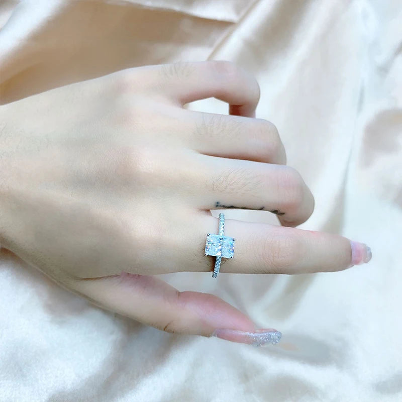 Oval Cut Moissanite Sterling Silver Engagement Ring for Women