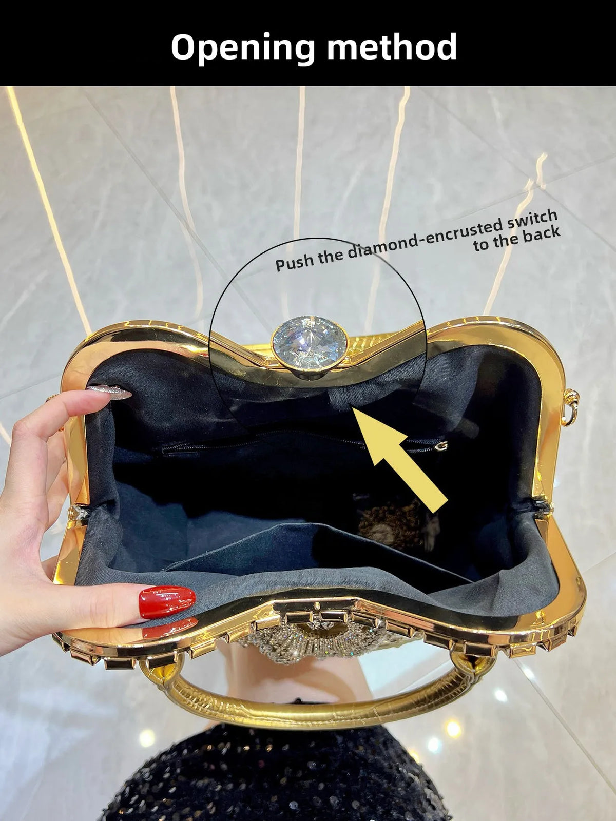 New Women's Dinner Bag with Diamonds Shiny Dinner Party Handbag Luxury Brand Diamond-encrusted Fashionable Women's Shoulder Bag