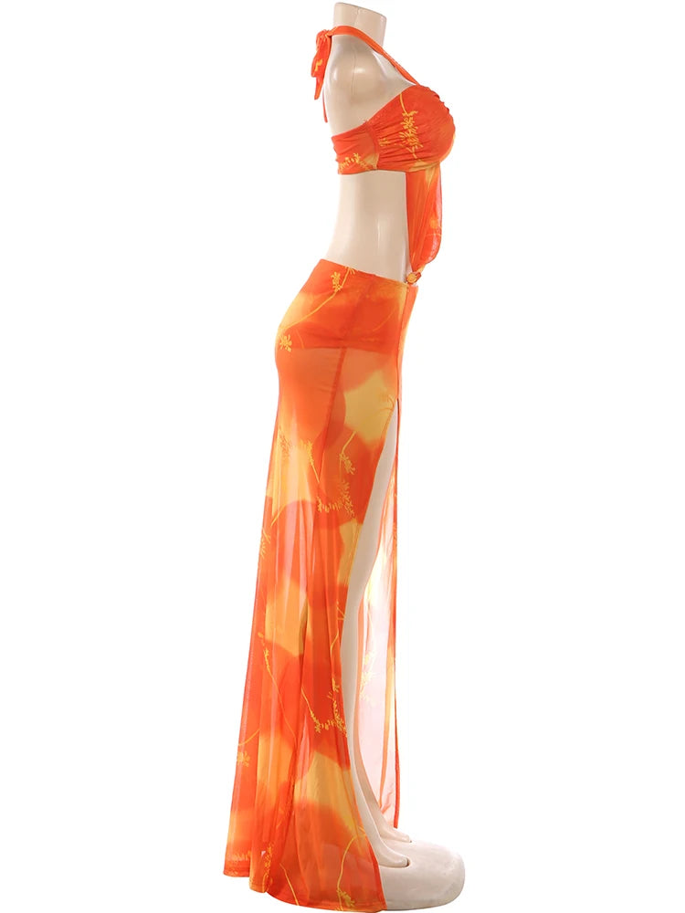 See-Through Halter Beach Backless Bodycon Dress for Women