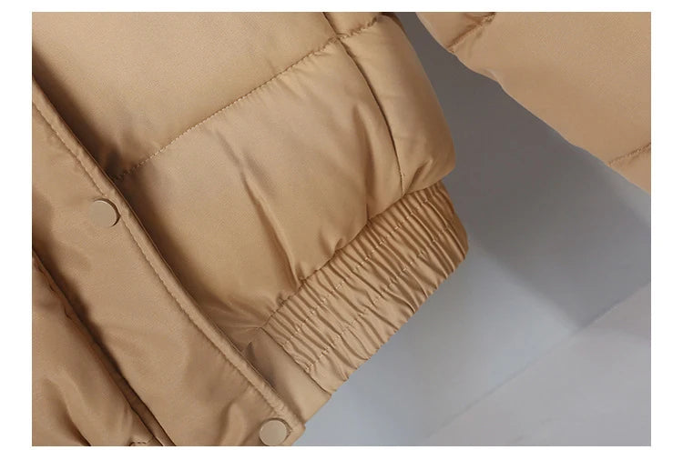 Solid Color Padded Winter Hooded Jacket