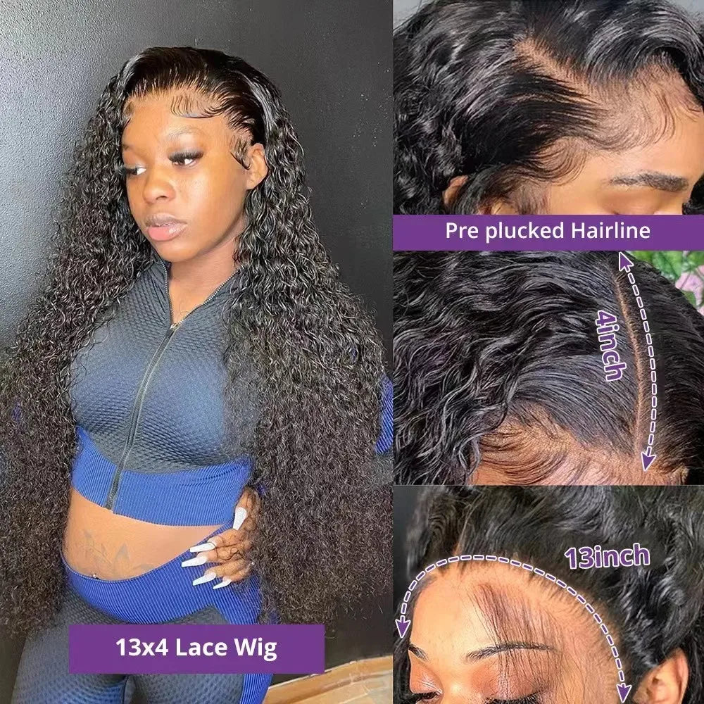 Deep Wave Glueless Human Hair Lace Front Wig for Women