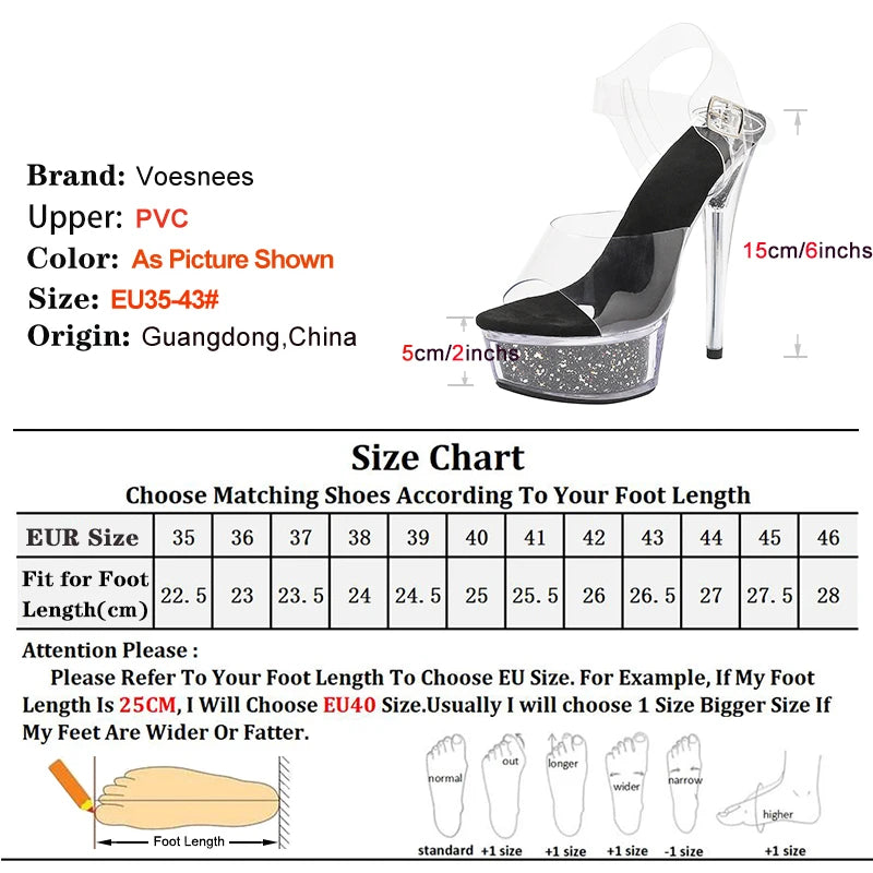Sequined Clear Platform Stiletto Sandals for Women