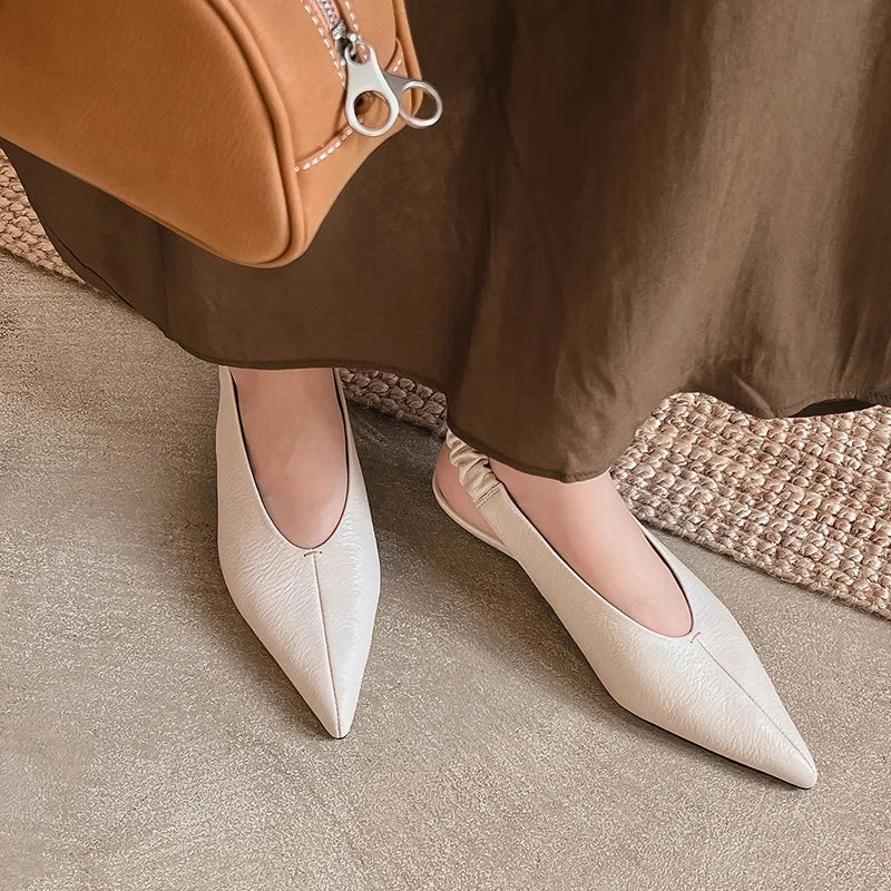 Elegant Handmade Real Leather Slingback Sandals for Women