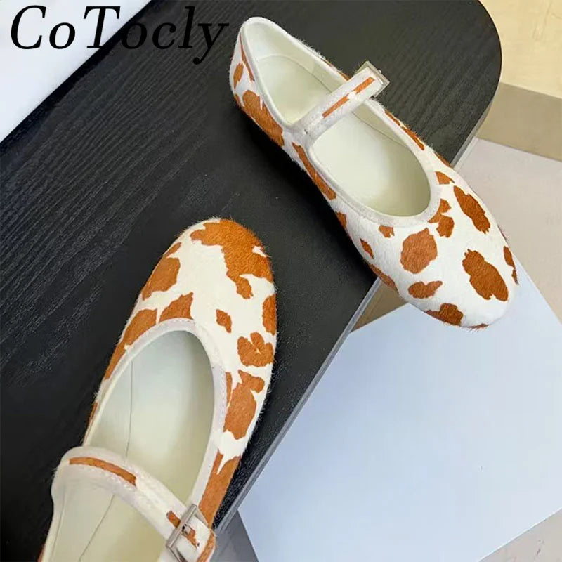 Elegant Buckle Strap Round Toe Mary Jane Flats For Women